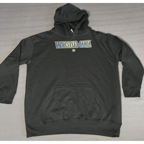 WWE Wrestle Mania Hoodie Black Sweatshirt w/Logo Unisex Men L Women Youth XL New - Picture 1 of 12